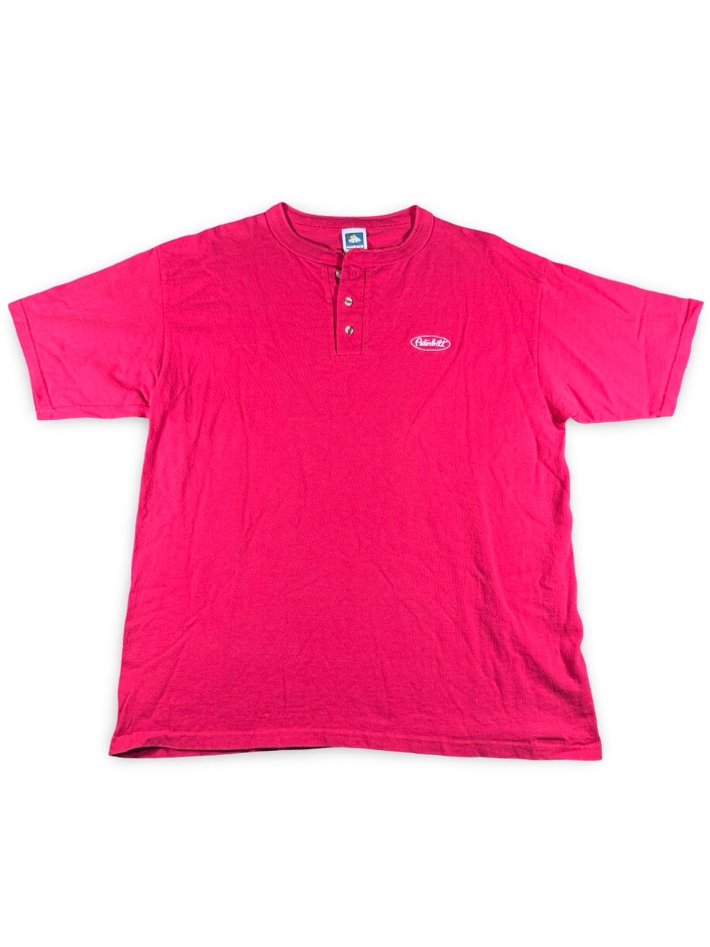 Vintage‎ Men's Henley T Shirt Peterbilt Trucking Mens Large Red Short Sleeve Top
